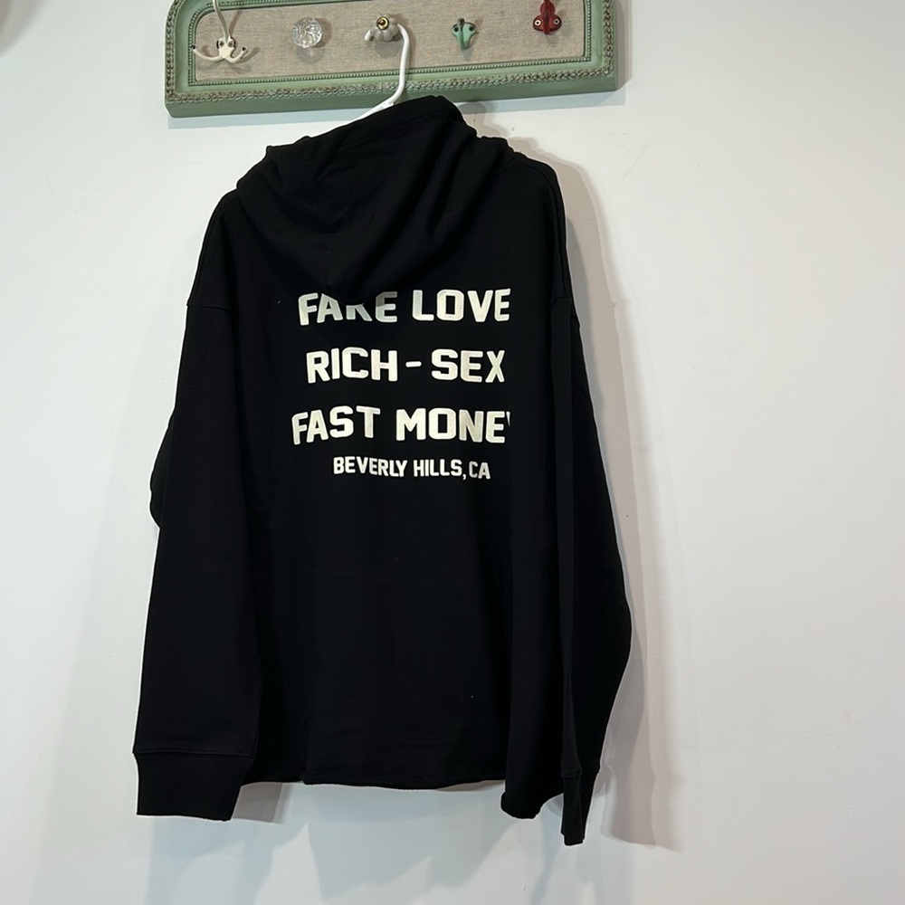 Streetwear hotel homme + femme hooded sweatshirt black white Mens XL new - Picture 5 of 5